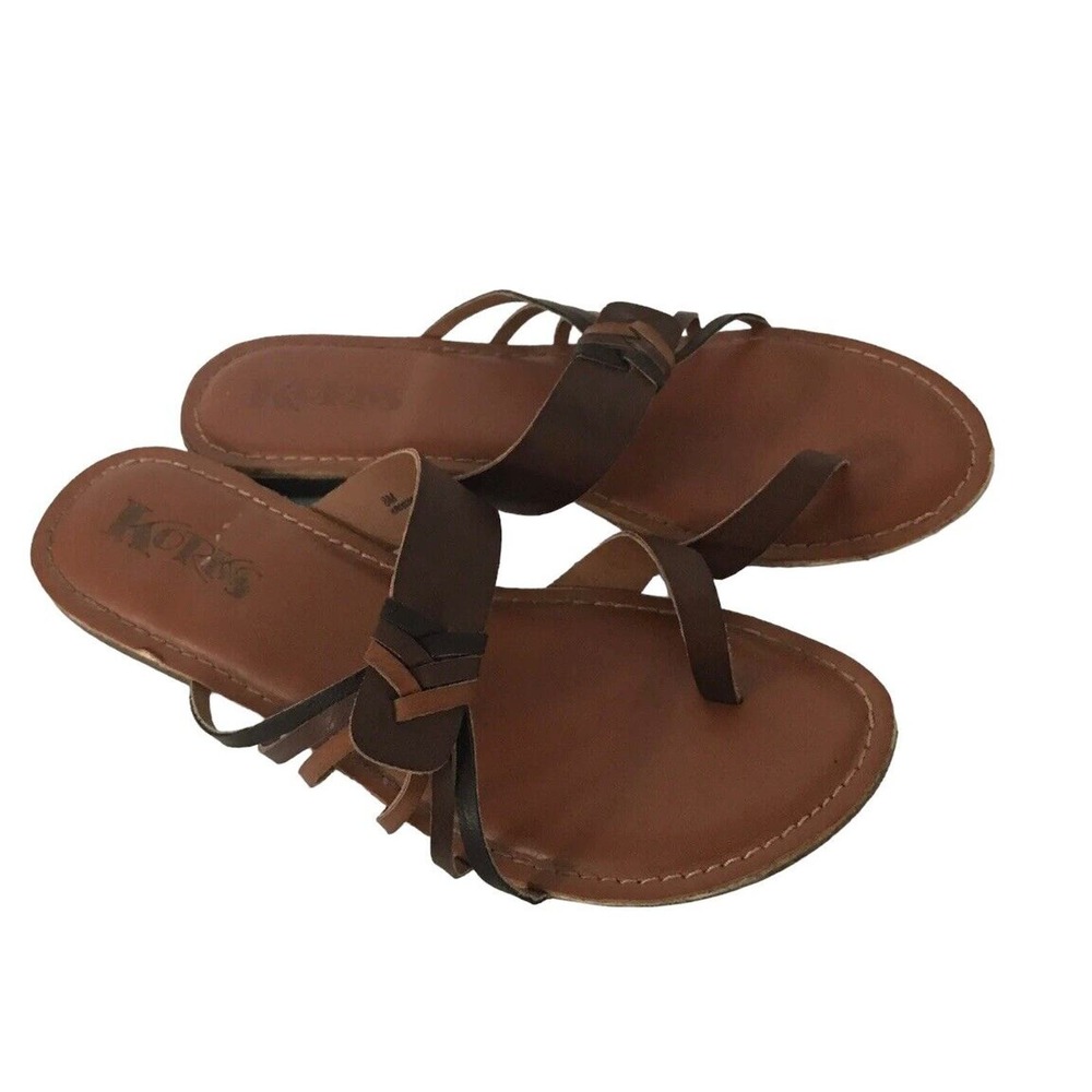 KORKS Womens Shoes RAINE Brown Flat Sandals Slides Comfort Sz 8 M